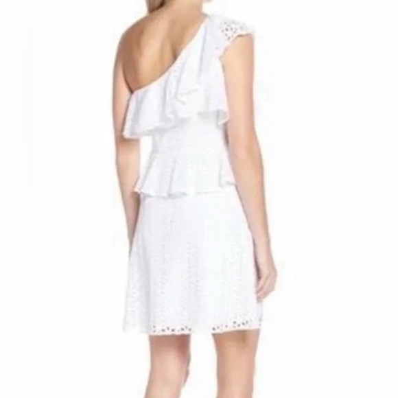 LILLY PULITZER Josey One Shoulder Tier Eyelet Dress in White Size 6 - Picture 7 of 12